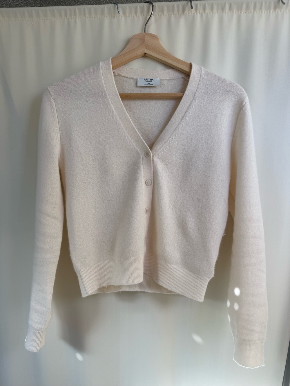 Aritzia Soft Cream V-Neck Button Cardigan